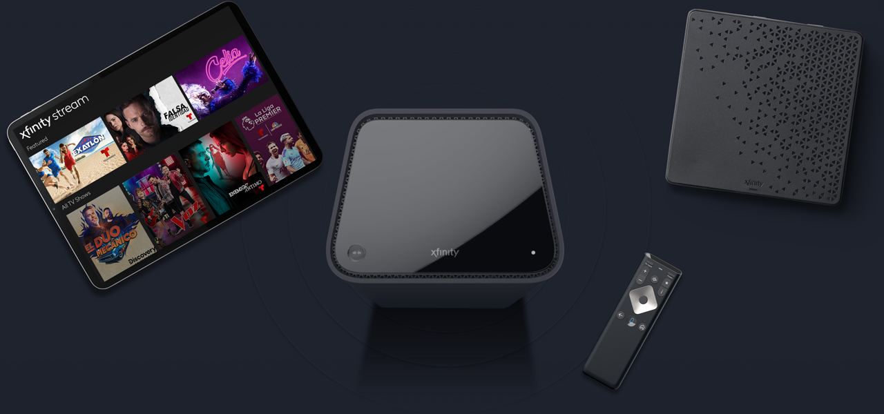 TV, router, remote, and speaker